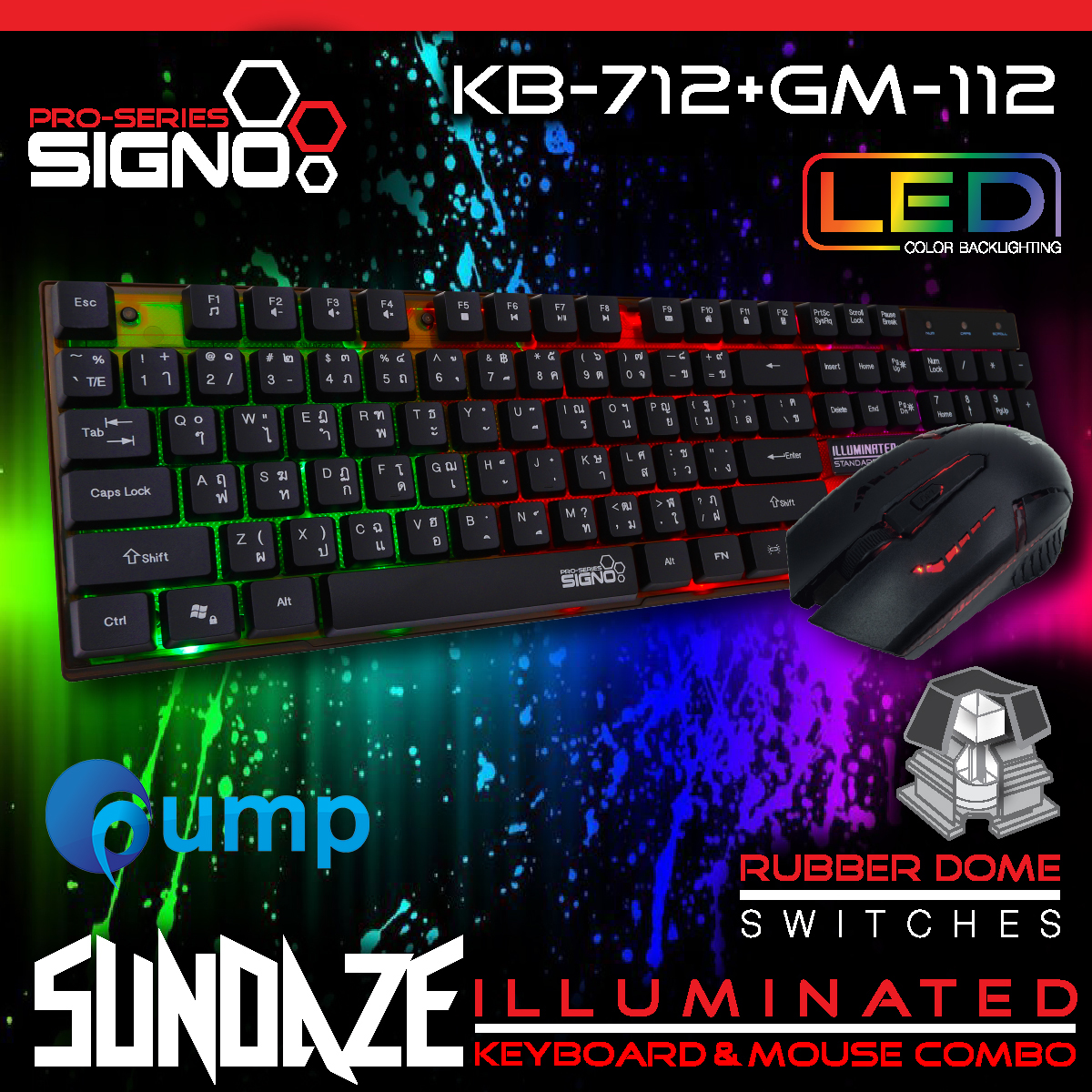 Signo Sundaze Illuminated Keyboard & Mouse Combo (KB-712 + GM-112)