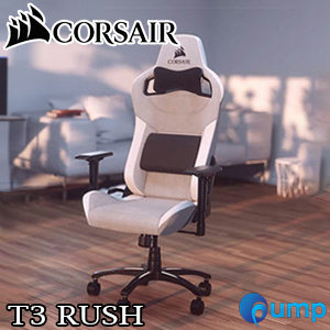 Corsair T3 RUSH Gaming Chair - Gray/White แถมฟรี!! Arm Rest Super Soft ช่วยเพิ่มความนุ่ม ให้กับพนักแขน