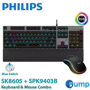 Philips SK8605 + SPK9403B Bundle Keyboard & Mouse Gaming Combo - Blue Switch