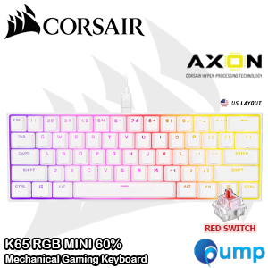 Corsair K65 RGB MINI 60% Mechanical Gaming Keyboard - CHERRY MX RED - White