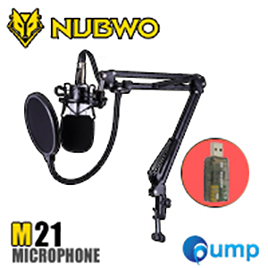 Nubwo M21 Microphone Condenser (สีดำ) + ชุดขาตั้ง (BM800)+ USB Sound Card For Mic Condenser
