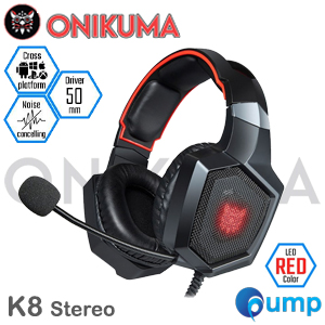 Onikuma K8 Wired Stereo Over-Ear Gaming Headset - Red LED