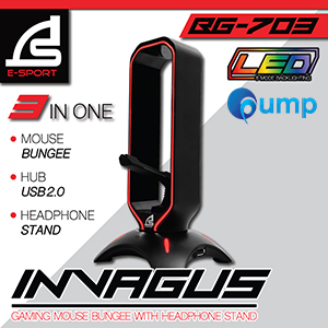 Signo E-Sport BG-703 INVAGUS LED Light Gaming Mouse Bungee With Headphone Stand