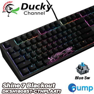 Ducky Shine 7 Blackout RGB LED Double Shot PBT Mechanical Keyboard - Blue Sw