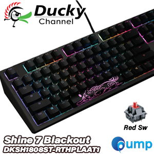 Ducky Shine 7 Blackout RGB LED Double Shot PBT Mechanical Keyboard - Red Sw 