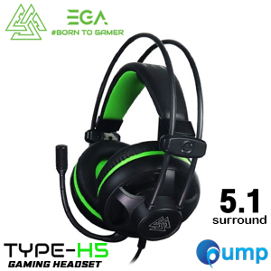 EGA Type H5 Logo-Light 5.1 Surround Gaming Headset - Black/Green