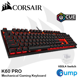Corsair K60 PRO (Red LED) Mechanical Gaming Keyboard - Cherry MX VIOLA Switch