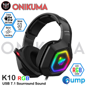 Onikuma K10 USB 7.1 Sourround Sound RGB Gaming Headphone - Black