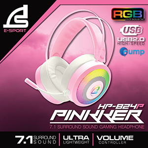 Signo E-Sport HP-824P PINKKER 7.1 Surround Sound Gaming Headset