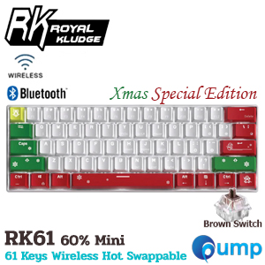 Royal Kludge RK61Xmas Special Edition Wireless 60% Mini Mechanical - White (Hot Swappable Brown Switch)