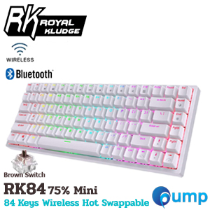 Royal Kludge RK84 Wireless 75% Mini Mechanical - White (Hot Swappable Brown Switch)