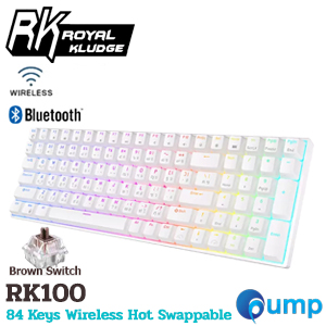 Royal Kludge RK100 Wireless Mechanical - White (Hot Swappable Brown Switch)