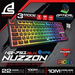 Signo E-Sport KB-751 Nuzzon TKL Wireless Mechanical Keyboard - Black (Blue Sw)