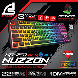 Signo E-Sport KB-751 Nuzzon TKL Wireless Mechanical Keyboard - Black (Red Sw)