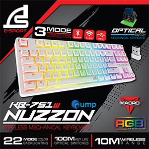 Signo E-Sport KB-751 Nuzzon TKL Wireless Mechanical Keyboard - White (Blue Sw)