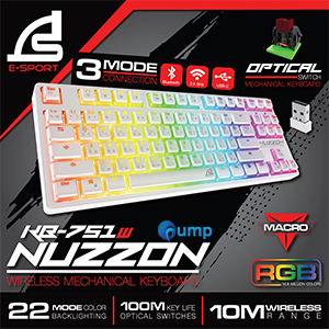 Signo E-Sport KB-751 Nuzzon TKL Wireless Mechanical Keyboard - White (Red Sw)