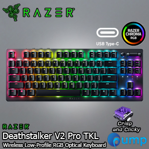 Razer Deathstalker V2 Pro TKL Low-Profile RGB Optical Gaming Keyboard - Clicky - US 