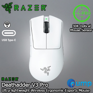 Razer DeathAdder V3 Pro Ultra-lightweight Wireless Ergonomic Esports Mouse - White