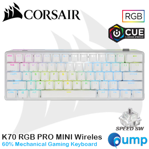Corsair K70 Pro Mini Wireless RGB 60% Gaming Keyboard - MX Speed/White