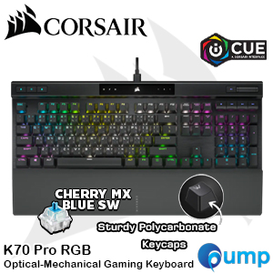 Corsair K70 Pro RGB Optical-Mechanical Gaming Keyboard with Polycarbonate Keycaps (TH) (Cherry MX BLUE SW) - Black