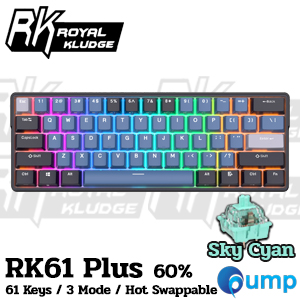 Royal Kludge RK61 Plus Wireless Mechanical Gaming Keyboard - Black - Sky Cyan Sw
