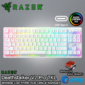 Razer Deathstalker V2 Pro TKL Low-Profile RGB Optical Gaming Keyboard - Linear - White - US