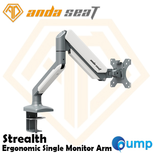 Anda Seat Stealth Single Monitor Arm - White - AD-W-A6L-1T-B