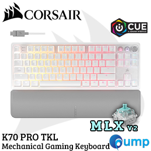 Corsair K70 PRO TKL High-Performance Hall Effect Programmable Gaming Keyboard with Rapid Trigger - White - CH-911921G-NA