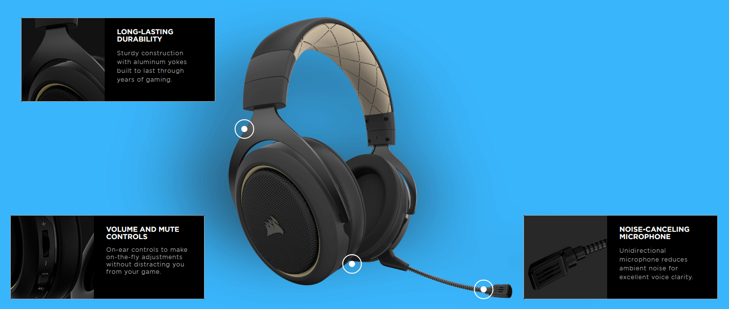 CORSAIR HS70 Wireless 7.1 Gaming Headset Mic Surround Sound PC Playstation NEW!